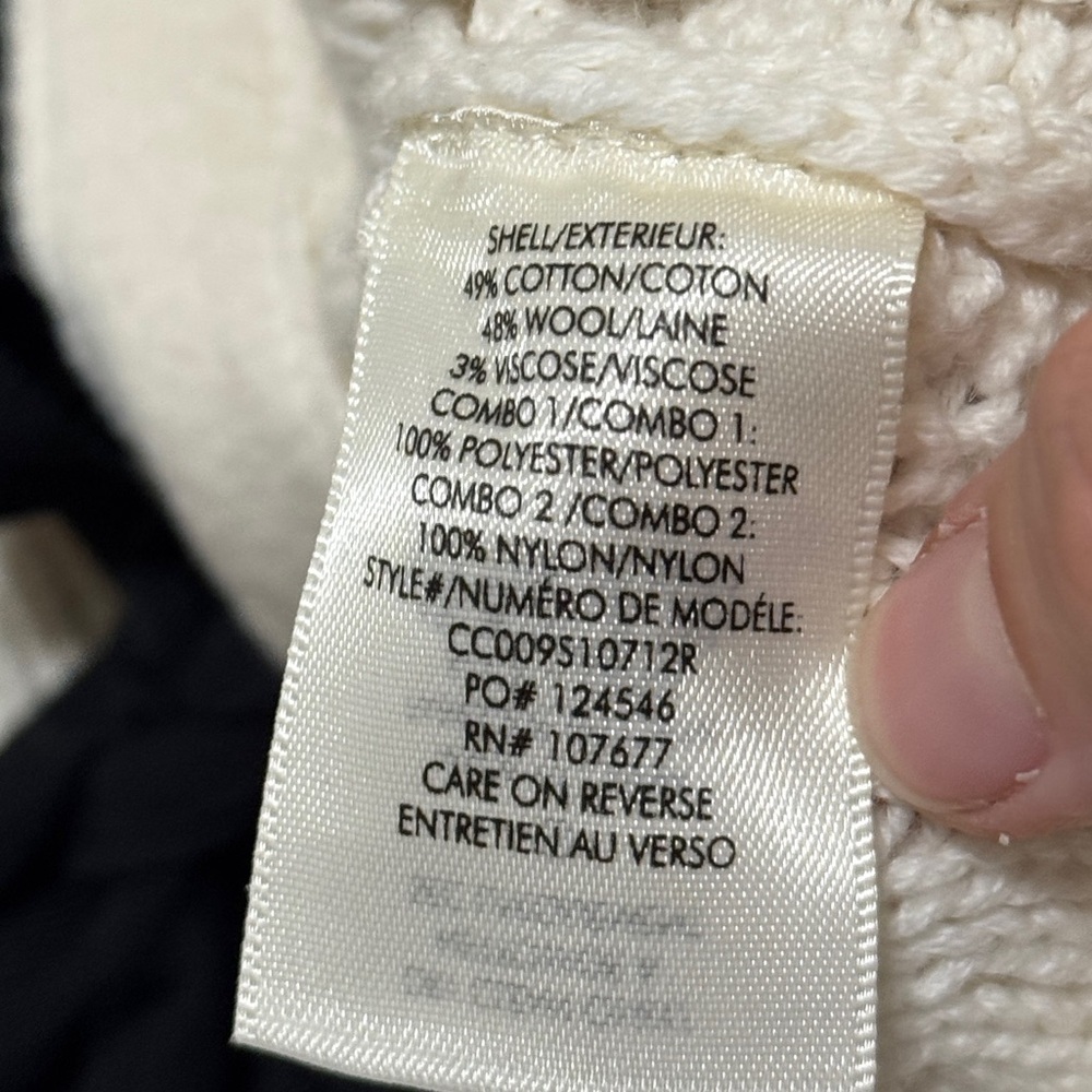 Alice + Olivia Kitty Puff-Sleeve Cardigan Size XS Oversized Cream White Black - Picture 9 of 9